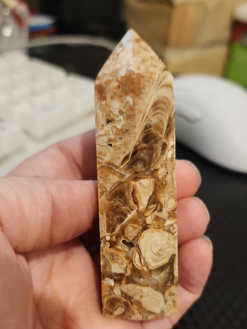 Fossiliferous Limestone/Calcite Point/Tower - Picture 3 of 11